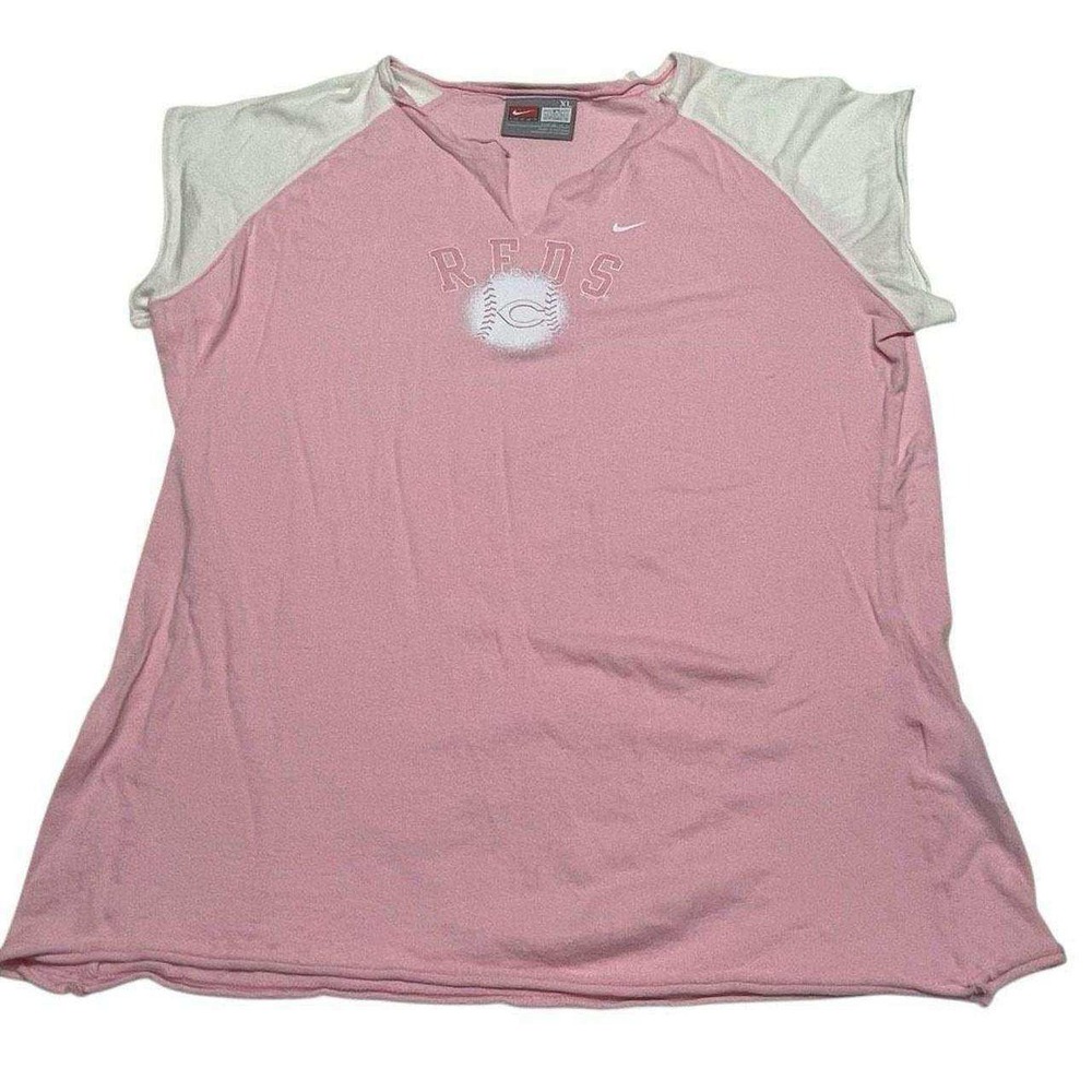 Pink and White Nike Cincinnati Reds Baseball Tee